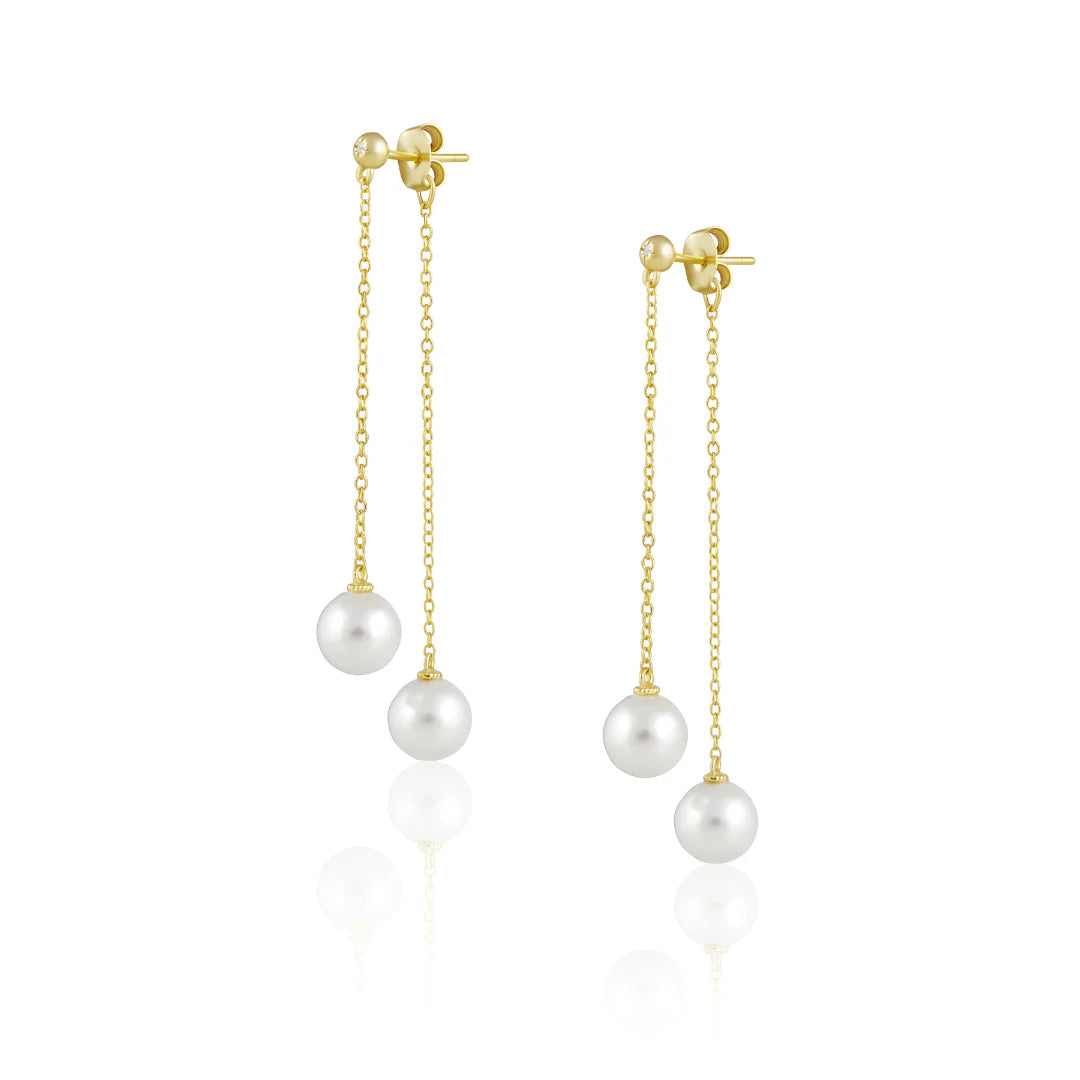 Sahira Xana Double Pearl Dangle Earrings – Suga Apple