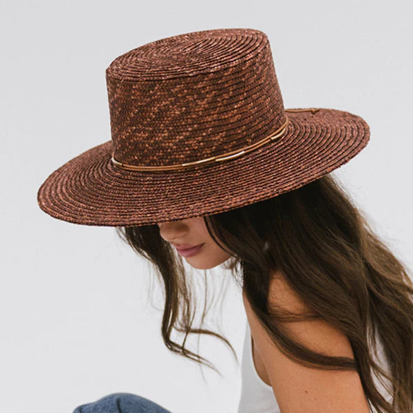 GIGI PIP Capri Straw Wide Brim Hat Suede Band. No longer available on website! GIGI PIP Capri Straw Wide Brim Boater Hat Suede Band Size 61  main image 4